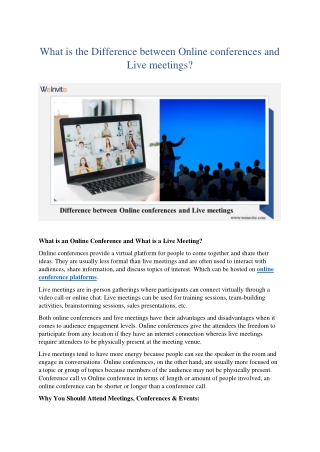 Comparisons Between Virtual Conferences and Live meetings