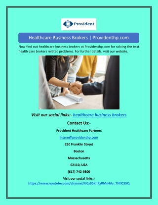 Healthcare Business Brokers | Providenthp.com