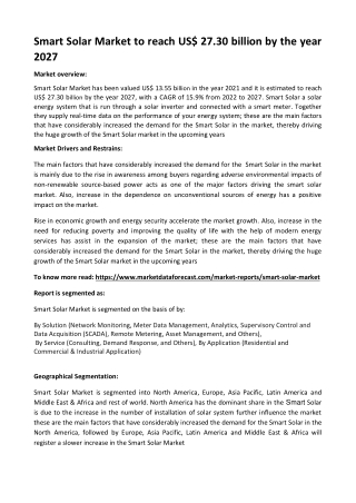 Smart Solar Market