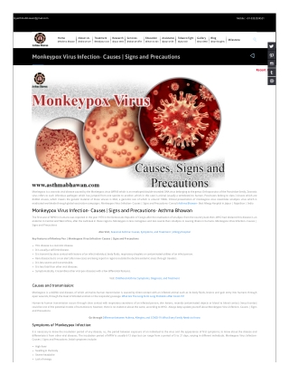 Monkeypox Virus Infection- Causes- Signs and Precautions