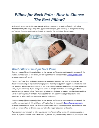 Pillow for Neck Pain - How to Choose The Best Pillow