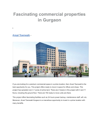 Fascinating commercial project in Gurgaon