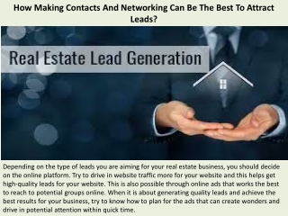 How Making Contacts And Networking Can Be The Best To Attract Leads?