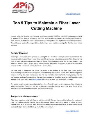 Top 5 Tips to Maintain a Fiber Laser Cutting Machine