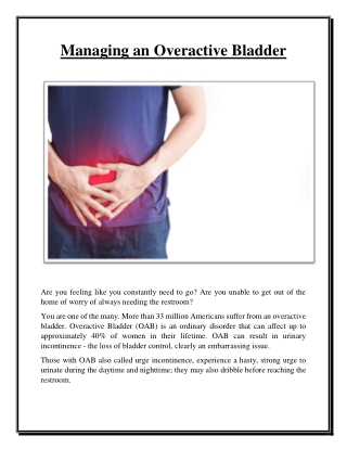 Managing an Overactive Bladder