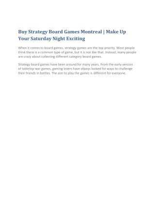 Buy Strategy Board Games Montreal