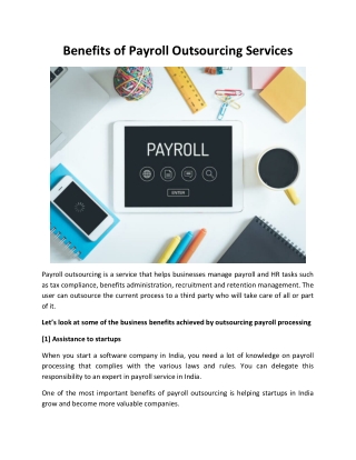 Benefits of Payroll Outsourcing Services