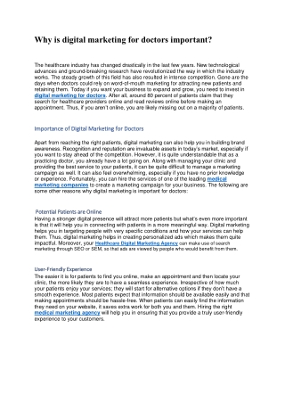 Why is digital marketing for doctors important