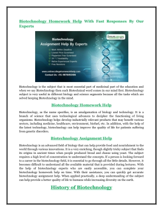 Are you Searching For Biotechnology Homework Help?