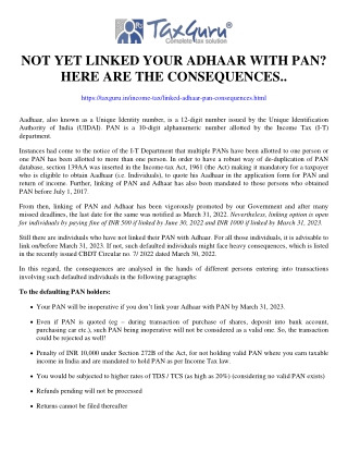 Not yet linked your Adhaar with PAN? Here are the consequences..