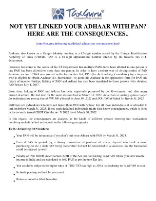 Not yet linked your Adhaar with PAN? Here are the consequences..
