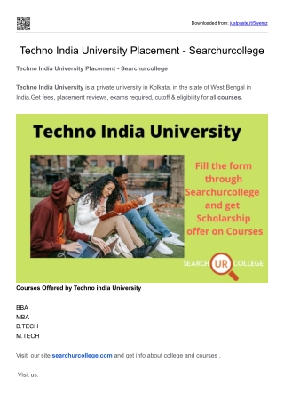 Techno India University Placement - Searchurcollege