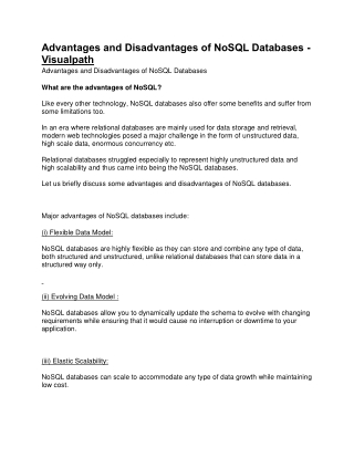 Advantages and Disadvantages of NoSQL Databases