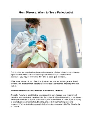 When to see a periodontist