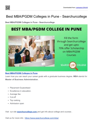 Best MBA/PGDM Colleges in Pune - Searchurcollege