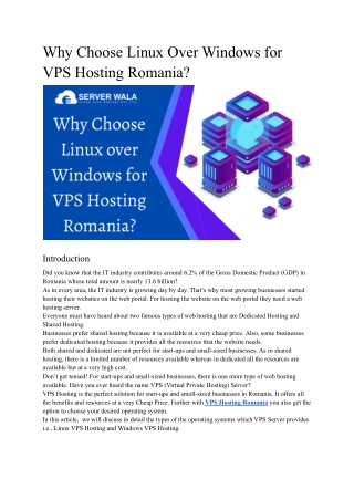 Why Choose Linux Over Windows for VPS Hosting Romania?