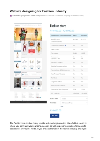 Website designing for Fashion Industry