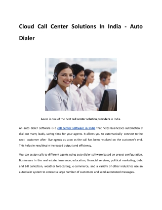 Cloud Call Center solutions in India - Auto dialer Unlimited
