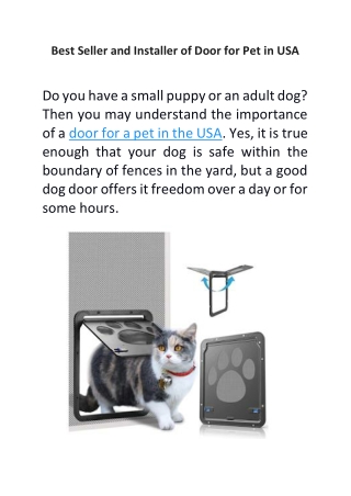 Best Seller and Installer of Door for Pet in USA