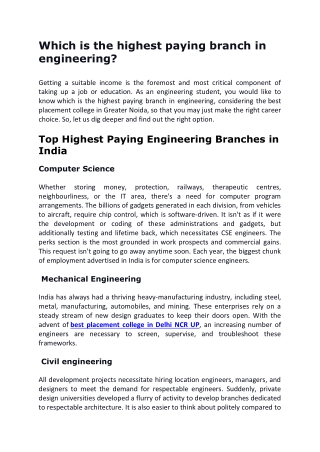 Which is the highest paying branch in engineering?