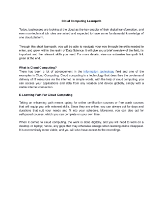 Cloud Computing Learnpath