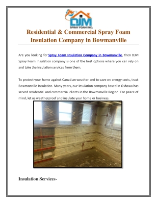 Residential & Commercial Spray Foam Insulation Company in Bowmanville