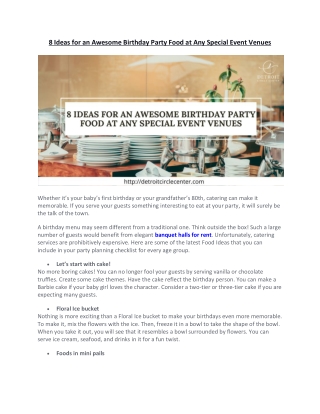 8 Ideas for an Awesome Birthday Party Food at Any Special Event Venues