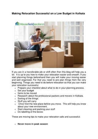Making Relocation Successful on a Low Budget in Kolkata