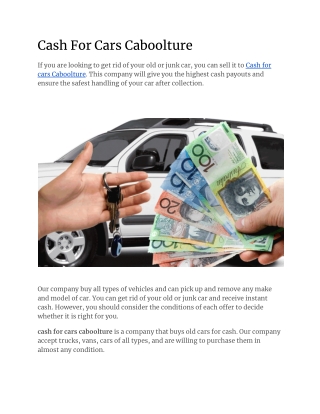 Cash For Cars Caboolture