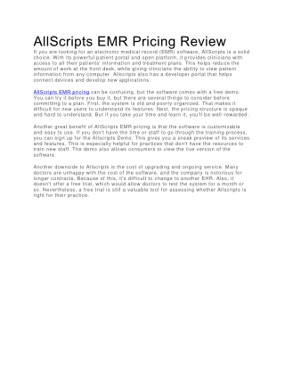 AllScripts EMR Pricing Review