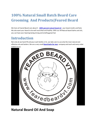 100% Natural Small Batch Beard Care  Grooming  And ProductsFeared Beard