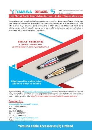 Heat Shrink Cable Joints Manufacturers India