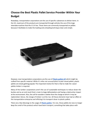 Choose the Best Plastic Pallet Service Provider Within Your Budget-converted