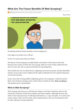 1What Are The Future Benefits Of Web Scraping