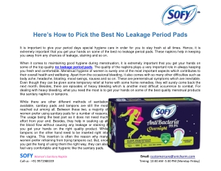 Here’s How to Pick the Best No Leakage Period Pads