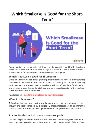 Which Smallcase Is Good for the Short-Term