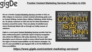 Frontier Content Marketing Services In USA