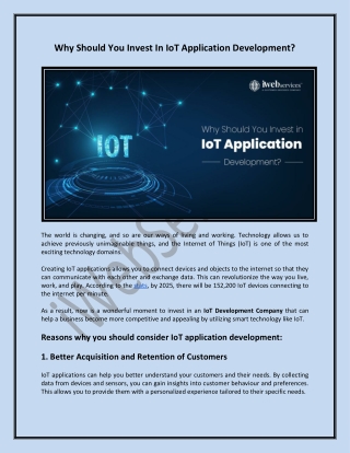 Why Should You Invest In IoT Application Development - iWebServices