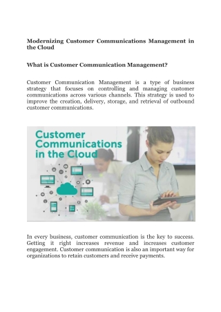 Modernizing Customer Communications Management (Ccm) in the Cloud