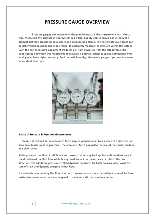 Overview of Pressure Gauge