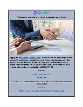 Finding the best place to take a business loan in Surat