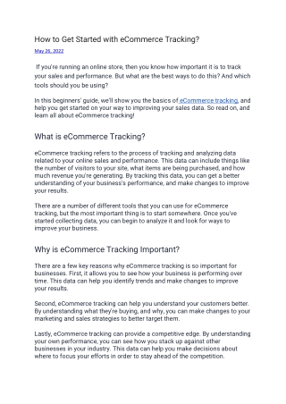 How to Get Started with eCommerce Tracking
