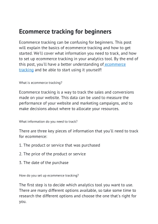 Ecommerce tracking for beginners