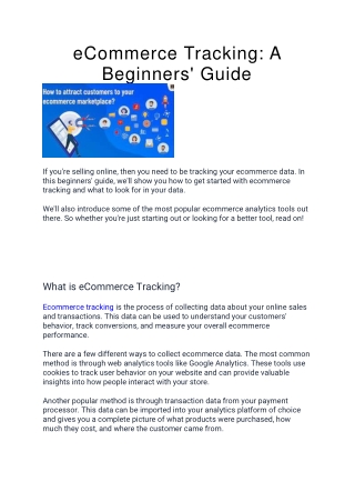 eCommerce Tracking- A Beginners' Guide