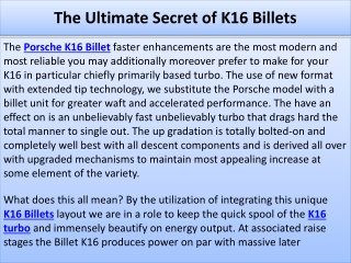 The Ultimate Secret of K16 Billets