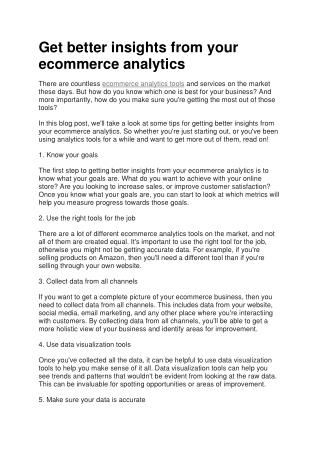 Get better insights from your ecommerce analytics