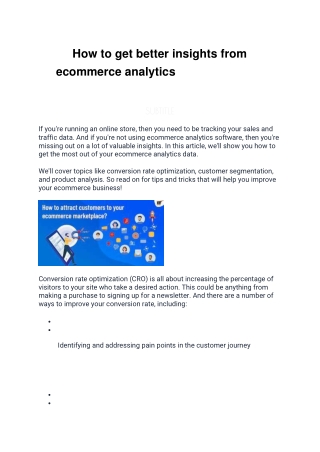 How to get better insights from ecommerce analytics