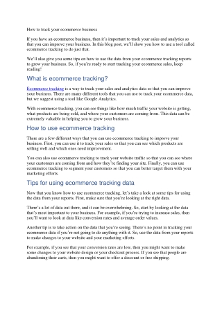 How to track your ecommerce business