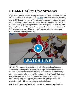 NHL66 Live Hockey Streams