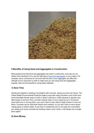 5 Benefits of Using Sand and Aggregates in Construction